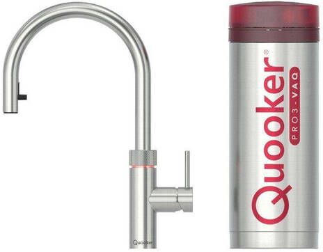 Quooker flex kokendwaterkraan draaibare & uittrekbare uitloop PRO3 reservoir Warm kokend water RVS 3XRVS