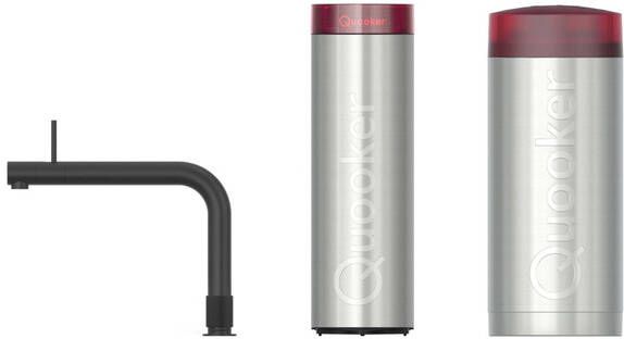 Quooker Front kokendwaterkraan Combi incl. Cube reservoir Warm kokend bruisend gefilterd water Zwart mat 22FRONTBLK-CUBE