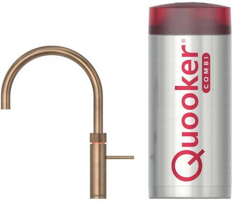 Quooker Fusion Round kokendwaterkraan draaibare uitloop Combi+ reservoir Warm kokend water Messing Patina (Goud) 22+FRPTN