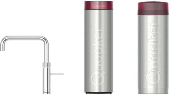 Quooker Fusion Square kokendwaterkraan draaibare uitloop PRO3 incl. Cube reservoir Warm kokend bruisend gefilterd water Chroom 3FSCHR-CUBE