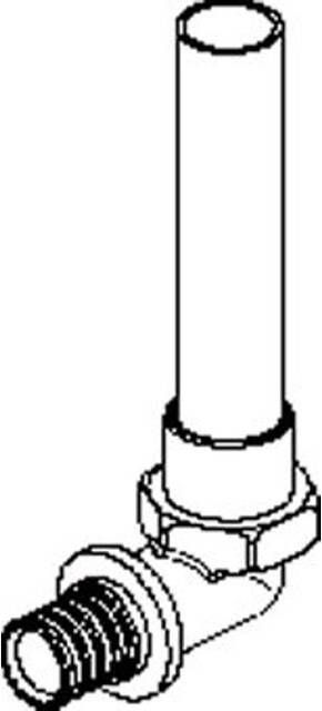 REHAU Rautitan LX fitting koper overgangskoppeling 16mm x 12mm koper buis 150mm haaks(schuif x buis )