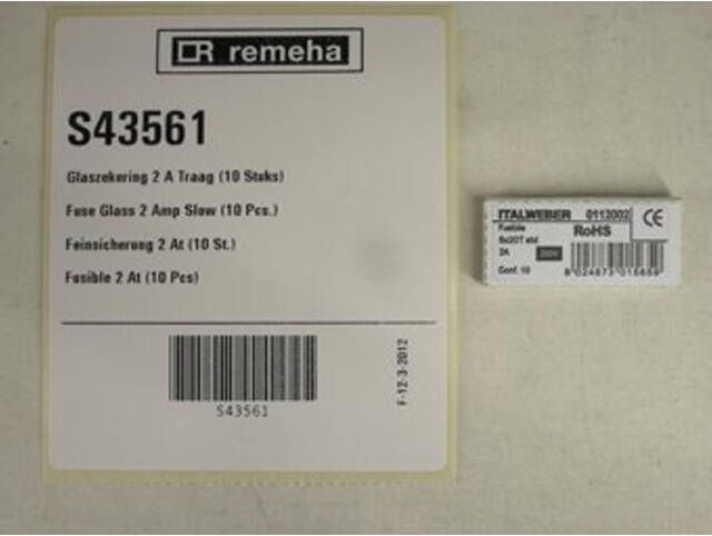 Remeha Avanta en andere series glaszekering 2A 10 stuks S43561