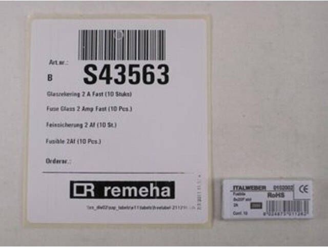 Remeha Quinta glaszekering 2A 10 stuks S43563