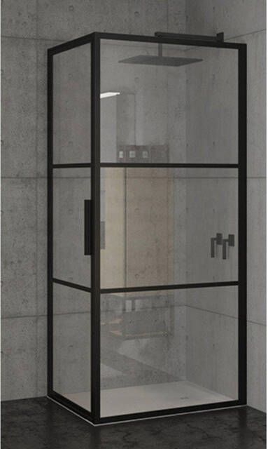 Riho Grid GB201 douchecabine zij-instap 90cm deur x 80cm zijwand met mat zwart profiel