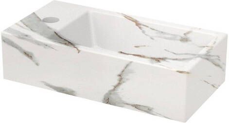 Riho Livit Tiny Fontein 1 kraangat links 41x20.5x10.5cm keramiek marmer wit W031008M00