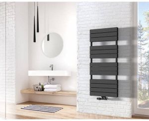 Rosani Altus New Designradiator 50x138cm met middenaansluiting 642Watt Mat Zwart 74200208