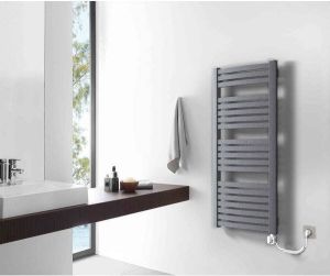 Rosani Base Elektrische Designradiator 57x141cm met aansluiting rechtsonder 600W light graphit matt 74024305