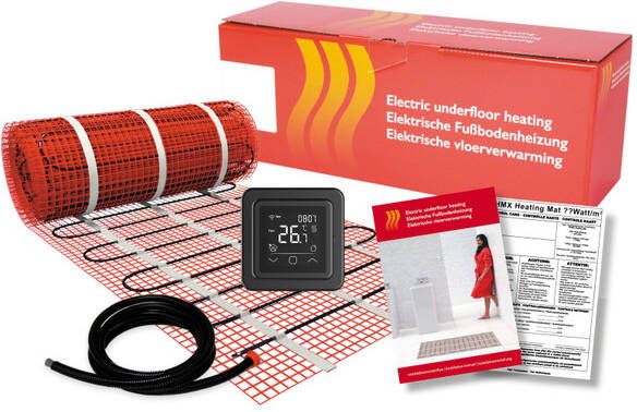 Rosani by Magnum Mat elektrische vloerverwarming Set 225 Watt 1.5 m2 met Wifi thermostaat zwart 280325