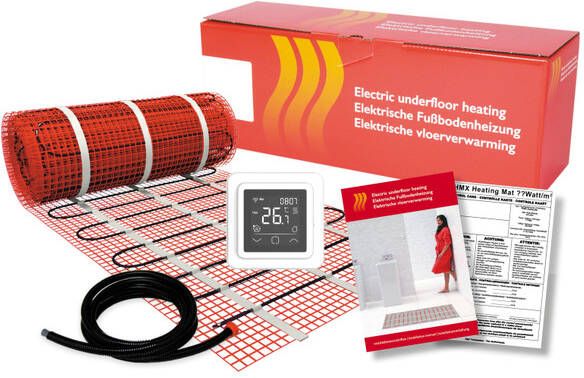 Rosani by Magnum Mat elektrische vloerverwarming Set 375 Watt 2.5 m2 met Wifi thermostaat wit 280515