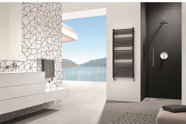 Rosani Recta designradiator 54x139cm met aansluiting op hoekpunten 709 Watt Dark graphit matt 74023503