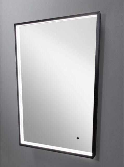 Blinq Bjorn spiegel 70x45cm LED verlichting rondom verzonken kader mat zwart
