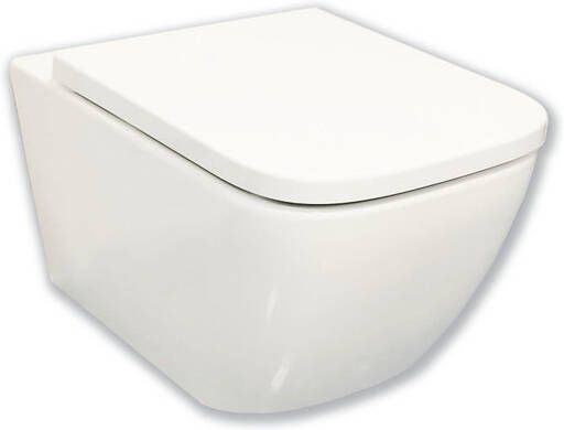 Royal Plaza Brevis Toiletset 52.5cm hangend spoelrandloos diepspoel met zitting softclose quick release wit SW812175 SW812270