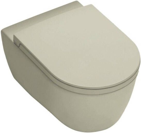 Royal Plaza Primo Toiletset 35x54cm hangend spoelrandloos diepspoel met zitting softclose quick release zand SW395456 SW809644