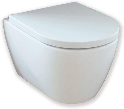 Royal Plaza Primo Toiletset 48.5cm hangend spoelrandloos diepspoel verkort met zitting softclose quick release wit SW395613 SW800088