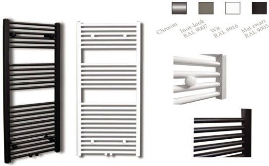Sanicare design radiator midden aansluiting recht 120 x 45 cm Inox-look HRM451200I