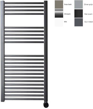 Sanicare electrische design radiator 111 8 x 45 cm. Gun metal met thermostaat zwart (linksonder) HRLEZ451118 M