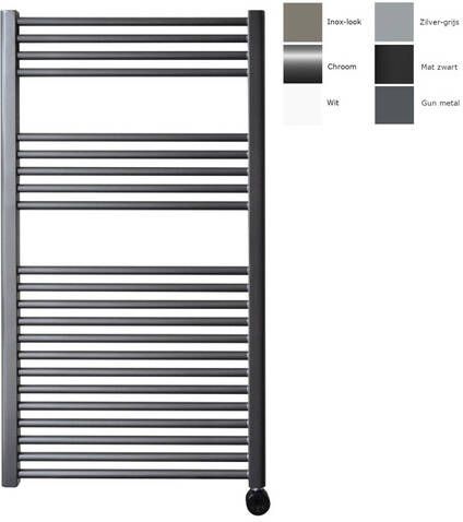 Sanicare electrische design radiator 111 8 x 60 cm. Gun metal met thermostaat zwart (linksonder) HRLEZ601118 M