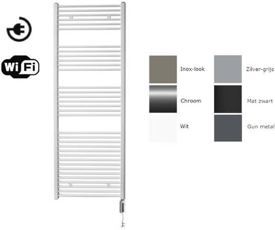 Sanicare electrische design radiator 172 x 45 cm. inox-look met WiFi thermostaat chroom HRAWC451720 I