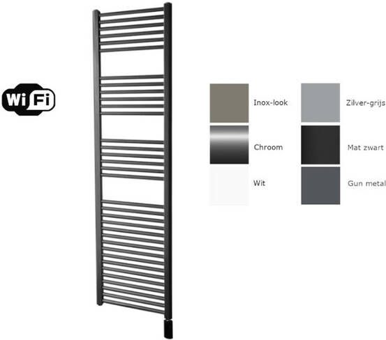 Sanicare electrische design radiator 172 x 45 cm. mat zwart met WiFi thermostaat zwart HRAWZ451720 A