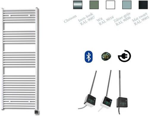 Sanicare electrische design radiator 172x45cm met chrome bluetooth thermostaat 920Watt zwart HRABC 451720 A