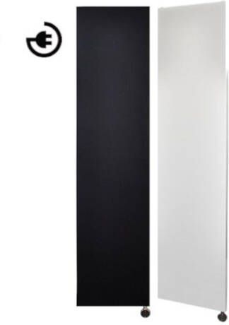 Sanicare electrische design radiator Denso 180 x 40 cm. mat zwart met thermostaat chroom (linksonder) HRLEC401800 A