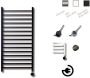 Sanicare Elektrische Design Radiator Plug En Play Qubic 126.4 x 60 cm Mat Zwart Thermostaat Chroom 773 Watt - Thumbnail 2