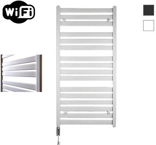 Sanicare HVW Moda electrische WifiRadiator 120x60cm mat wit met thermostaat chroom linksonder HLDWC 601200 W