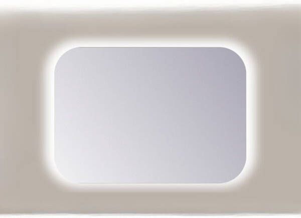 Sanicare Spiegel Rechthoek Q-Mirrors Afgeronde Hoeken 60x100 cm PP Geslepen LED Warm White Zonder Sensor