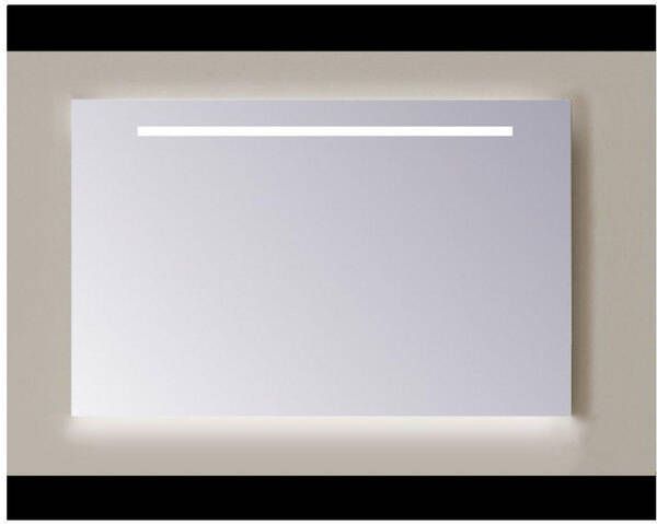 Sanicare Q-mirrors spiegel zonder omlijsting PP geslepen 90 cm horizontale strook + Ambi licht onder warm white leds LWD.60090