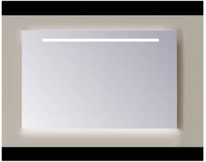 Sanicare Q-mirrors spiegel zonder omlijsting PP geslepen 120 cm horizontale strook + Ambi licht onder warm white leds LWD.60120