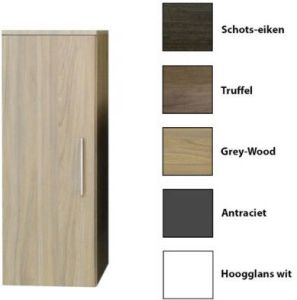 Sanicare Q4 Q15 kolomkast 33.5x32x90cm 1 deur standaard greep met softclose Grey-wood 37.05090Q