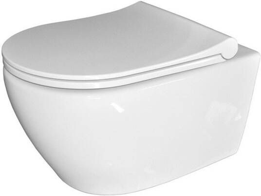 Sanicare Rondo toiletset 51.5x36cm met bidetspoeler spoelrandloos incl zitting wit SK5508SL-SK5510-BD