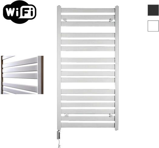Sanicare HVW Moda Elektrische Radiator 120x60cm 876W wifi thermostaat wit linksonder mat wit HLDWW 601200 W
