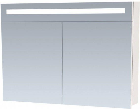 Saniclass 2.0 Spiegelkast 100x70x15cm verlichting geintegreerd 2 links- en rechtsdraaiende spiegeldeuren MDF hoogglans wit 7209