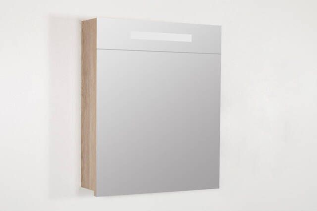 Saniclass 2.0 Spiegelkast 60x70x15cm verlichting geintegreerd 1 rechtsdraaiende spiegeldeur MFC legno calore 7256