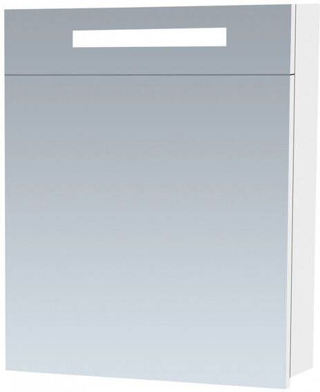 Saniclass 2.0 spiegelkast 60x70x15cm verlichting geintegreerd met 1 rechtsdraaiende spiegeldeur MDF hoogglans Zwart 7289