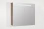 Saniclass 2.0 Spiegelkast 80x70x15cm verlichting geintegreerd 2 links- en rechtsdraaiende spiegeldeuren MFC legno viola 7237 - Thumbnail 1