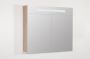 Saniclass 2.0 Spiegelkast 80x70x15cm verlichting geintegreerd 2 links- en rechtsdraaiende spiegeldeuren MFC legno calore 7257 - Thumbnail 1