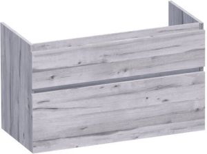 Saniclass Advance wastafelonderkast 100x46x60cm 2 softclose greeploze lades met 1 sifonuitsparing MFC Metal OK-AD100ME
