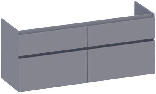 Saniclass Advance Wastafelonderkast 140x46x60cm 4 softclose greeploze lades 2 sifonuitsparingen en MDF mat grijs OK-AD140MG