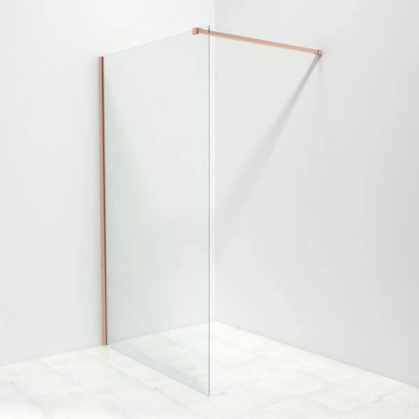 Saniclass Bellini inloopdouche 120x200cm met 8mm helder glas met koper profiel en stabilisatiestang sw203910 sw295920