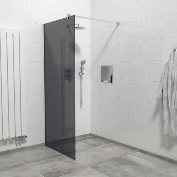 Saniclass Bellini inloopdouche 90x200cm veiligheidsglas rook glas anti kalk chroom WR90-C S