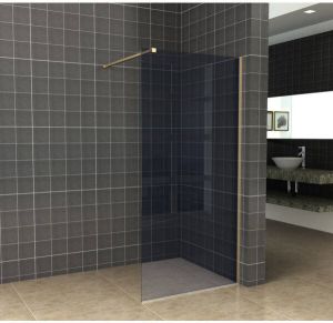 Saniclass Bellini inloopdouche 90x200cm veiligheidsglas rookglas antikalk met messing profiel sw238185 sw295910