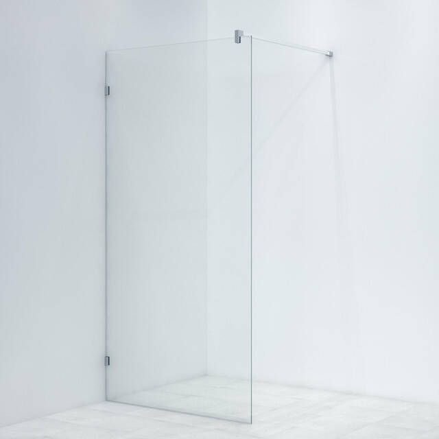 Saniclass Bellini Inloopdouche scharnierbevestiging 100x200cm 8mm veiligheidsglas anti kalk chroom WALKINFIXCONNECT-100