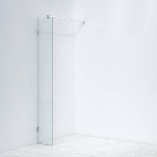 Saniclass Bellini Inloopdouche scharnierbevestiging 30x200cm 8mm veiligheidsglas anti kalk chroom WALKINFIXCONNECT-30