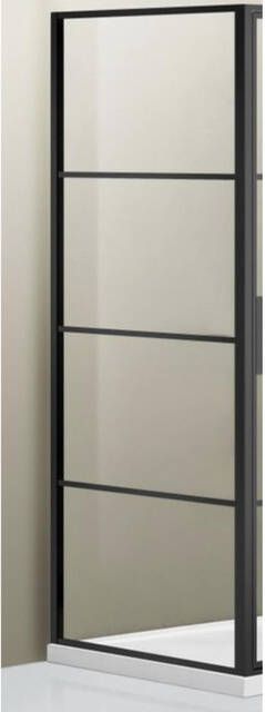 Saniclass Bellini Zijwand 80x200cm frame lines buitenzijde anti kalk mat zwart OUTLETSTORE SAG6310-80B