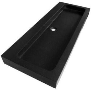 Saniclass black Spirit Meubelwastafel 120x46x10cm zonder overloop 1 wasbak 2 kraangaten natuursteen basalt 2385
