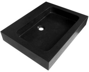 Saniclass black Spirit Meubelwastafel 60x46x10cm zonder overloop 1 wasbak 1 kraangat natuursteen basalt 2361