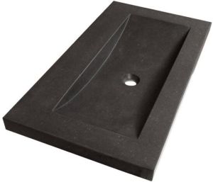 Saniclass Corestone meubelwastafel 80x46x5cm zonder overloop 1 wasbak Midden zonder kraangat Natuursteen Basalt 2880