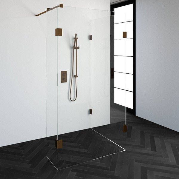 Saniclass Create inloopdouche reversed 100x110cm profielloos met 40cm zijwand met antikalk en 8mm veiligheidsglas geborsteld RVS 4JC5-100x110 40g